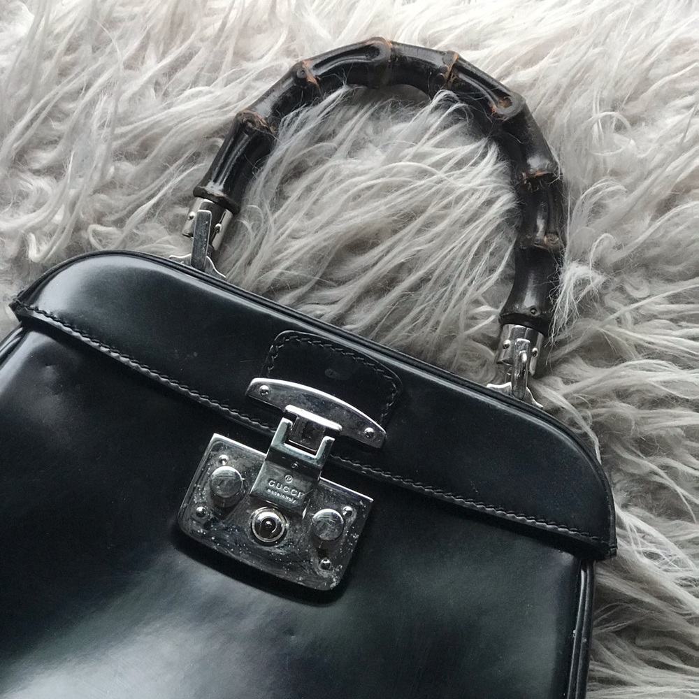 💥GUCCI Calfskin Bamboo Lady Lock Top Handle Bag✨✨